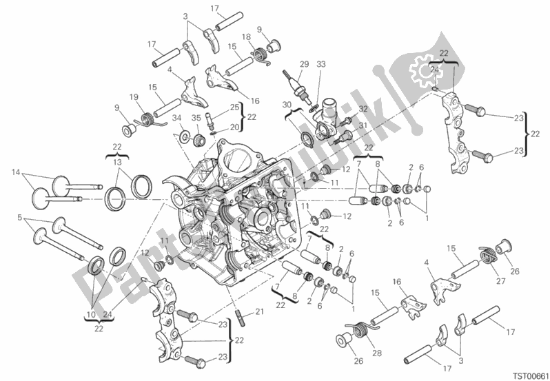 Todas as partes de Cabeça De Cilindro Horizontal do Ducati Multistrada 950 USA 2020